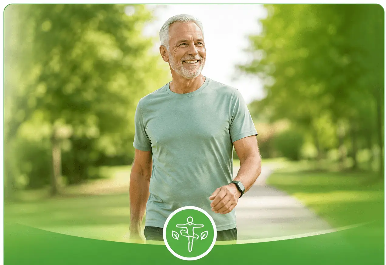 Active senior man walking outdoors