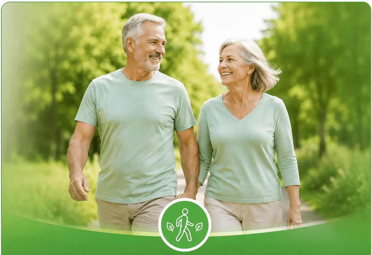 Senior couple enjoying an active lifestyle with Claritox Pro